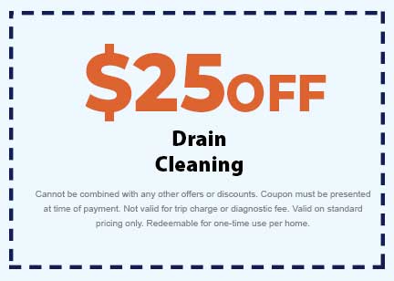  off coupon for drain cleaning service from Plumbing Today HVAC, featuring terms and conditions for use.